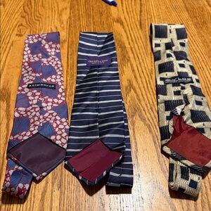 Claiborne Geometric and Striped Ties - Red, Blue, Tan